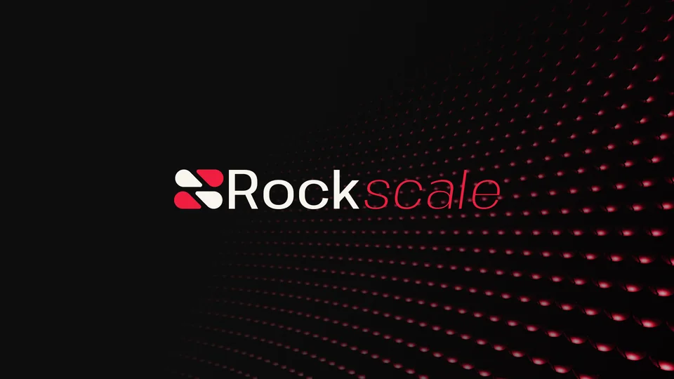Logotipo Rockscale sobre a trama de pontos
